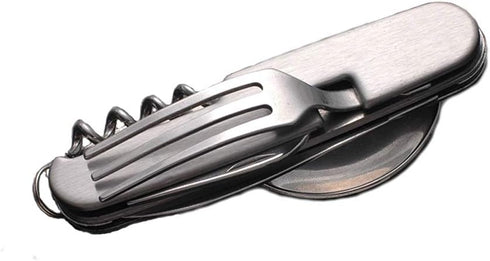 Multifunctional 6-in-1 Fork and Spoon Corkscrew Combination for Camping and Survival