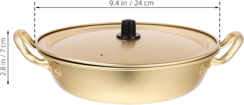 9.44X9.44X2.75In Luxshiny Korean Ramen Pot Lightweight Aluminum Noodle Cooker with Lid Double Handles Fast Heating