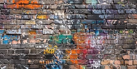 Graffiti Brick Wall Aquarium Background, Art Theme Fish Tank Background, 36X18IN with 8 EVA Double-Sided Tape