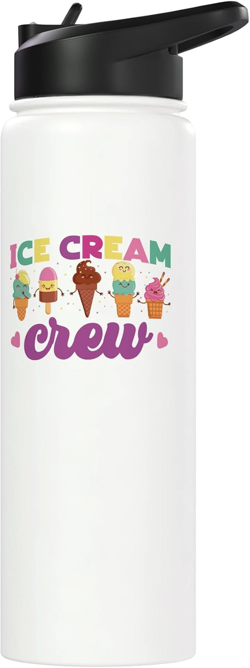 Cute Ice Cream Lover Boy Girl HS0 Ice Cream Cone Ice Cream Crew Stainless Steel Insulated Water Bottle