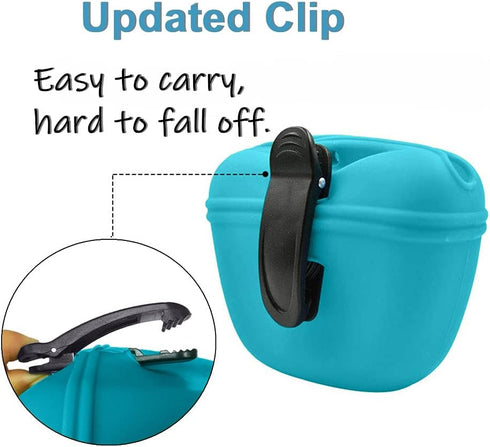 RoyalCare Silicone Dog Treat Pouch - Small Training Bag with Magnetic Closure and Waist Clip, 2 Pieces