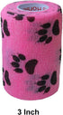 Vet Wrap Tape (Pink with Paw Prints) (2 Pack) (2 Inch x 15 feet) Self Adhesive Cohesive Bandage for Pets