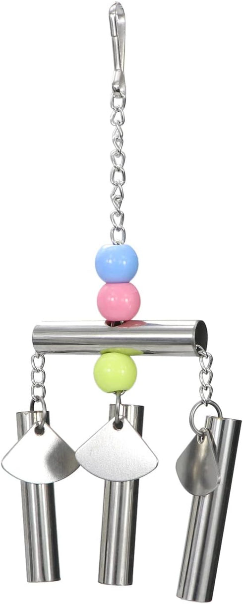 Bird Stainless Steel Bells String, Parrot Hanging Chew Toy for Parakeet, Cockatiel, Cockatoo (Silver)