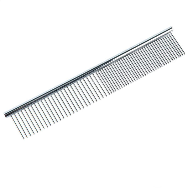 Dog Metal Comb, 7.5inch Dematting Tool, Stainless Steel Teeth for Grooming Dogs and Cats (M: 19x4cm)