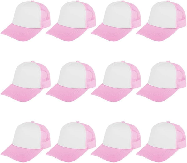 ZH 12 Pcs Blank Sublimation Trucker Hats, Polyester Mesh Baseball Cap for Men and Women