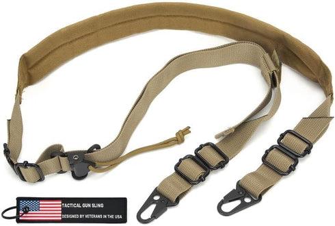 Quick Adjust 2 Point Rifle Sling with HK Hook, Soft Shoulder Pad, Traditional Sling for Rifle, Shotgun, Camera,