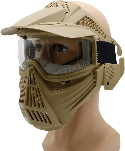 Tactical Mask Airsoft Masks for BB Hunting, Full Face Tactical Gear, Impact Resistant with Goggles for Outdoor
