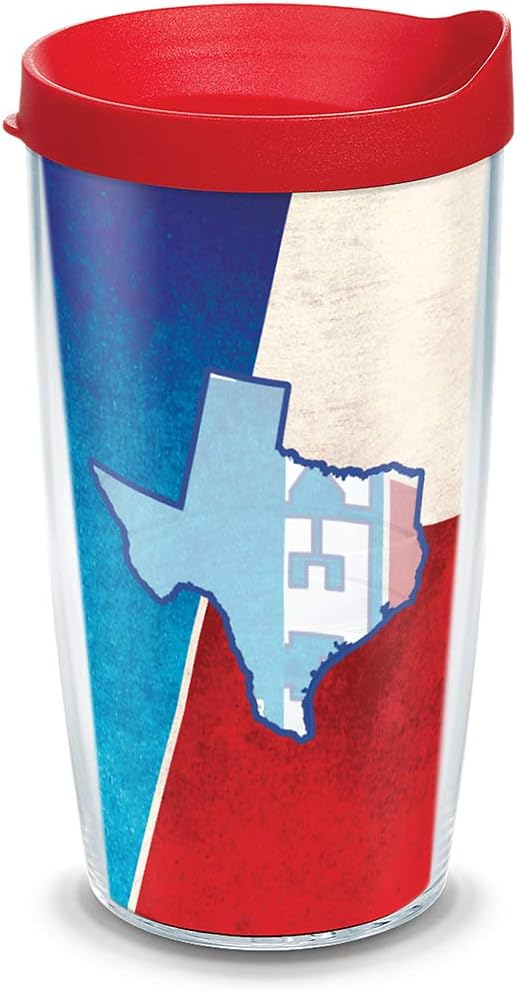 Tervis 16oz Texas State Flag Colossal Double Walled Insulated Tumbler Travel Cup - Made in USA, Clear