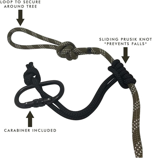 Treestand Safety Rope Lifeline System, 30ft Lifelines for Tree Stand Harness, 350 lb Rated Rope
