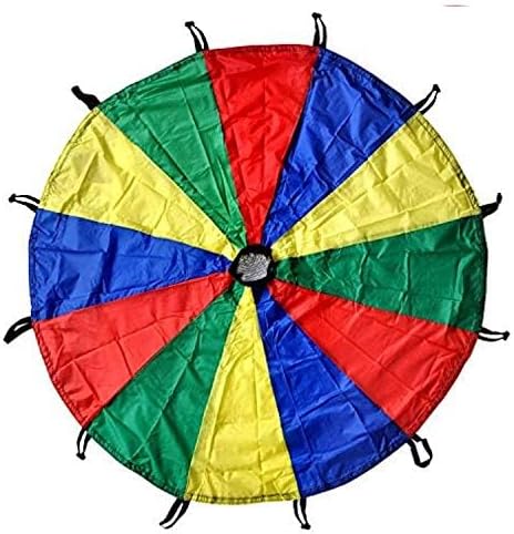 (6 GSi Kids Play Parachute Rainbow Parachute Toy Tent Game for Kids Gymnastics Cooperative Play and Outdoor Playground