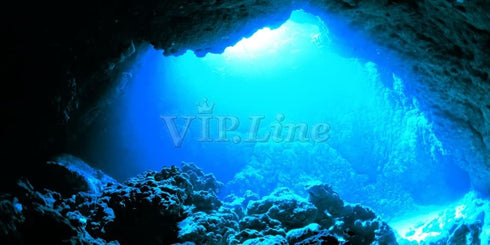Aquarium Background Poster, Under Water Cave Sunlight Fish Tank Backdrop Decorations (30" x 18"/ 76 x 46cm)