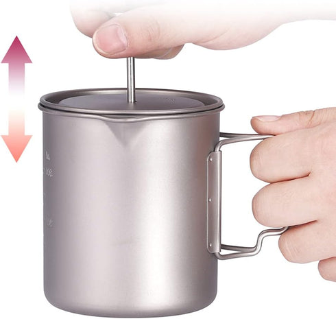 LIXADA Titanium French Press Coffee Maker - 750ml, Corrosion Resistant, Foldable Handle