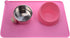 Silicone Dog Food Mat, Non-Slip Pet Feeding Mat, Waterproof Dog Placemat for Small Animals (18.5"x11.8", Pink)