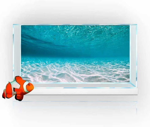 72X18IN Natural Undersea Aquarium Background, Undersea Beach Fish Tank Background with 8 EVA Double-Sided Tape