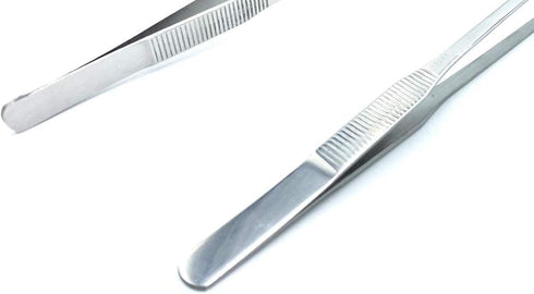 FRUTA Long Reptiles Feeding Tongs, Stainless Steel Straight and Curved Tweezers Set for Reptiles, Lizards, Bearded