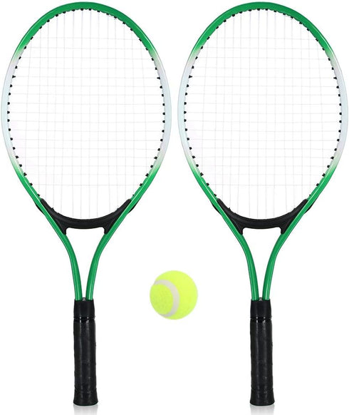 N/H Set of 2 Teenager's Tennis Rackets with Free Ball for Training, Carbon Fiber Top Steel Material Tennis String