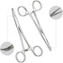2pcs Set Pets Ears/Nose Hair Puller - Straight & Curved Full Serrated Stainless Steel Hemostat Locking Forceps