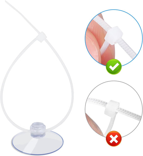 AQUANEAT 20 Pack Suction Cups with 40/100 Zip Ties for Aquarium Fish Tank Decoration