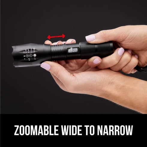 Gorilla Grip Powerful LED 750 FT Water Resistant Tactical Flashlight, High Lumens Ultra Bright, 2 Pack Black