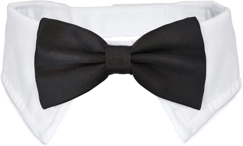 KOOLMOX Dog Bow Tie, Handcrafted Black Dog Bowtie with 21'' Adjustable Collar for Large Dogs Wedding Attire