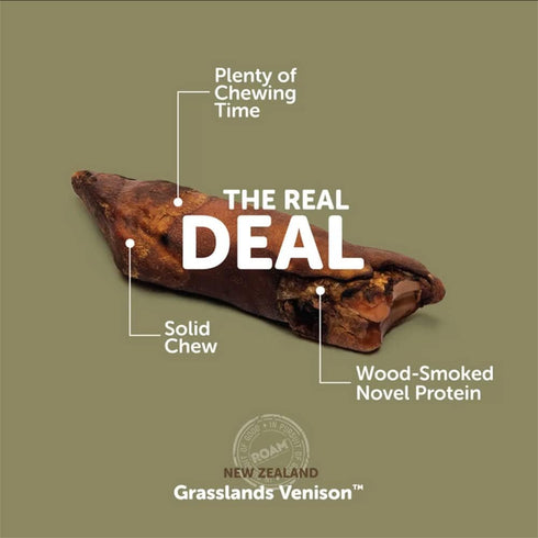 ROAM Pet Treats Bucky Hoof Pack of 2 – Grasslands Venison Hoof Dog Chew, Single Ingredient, Grain-Free