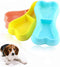 EORTA 3 Pcs Dog Double Bowls - Bone Shaped Feeder, Pet Plastic Bowl for Water & Food, Smooth Surface, Random Color
