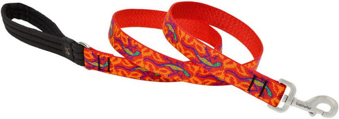 LupinePet Originals 1" Go Go Gecko 6-foot Padded Handle Leash for Medium Larger Dogs