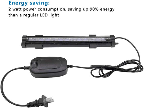 PULACO 2 Watt Aquarium Fish Tank Air Stone with Automatic Color Changing LED Light (10" for Small Water Tanks)