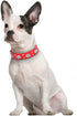 Cute Flower Rhinestone Dog Collar, Adjustable Sizes for Small Medium Large, Bling PU Leather (M: 26-32cm, Pink)