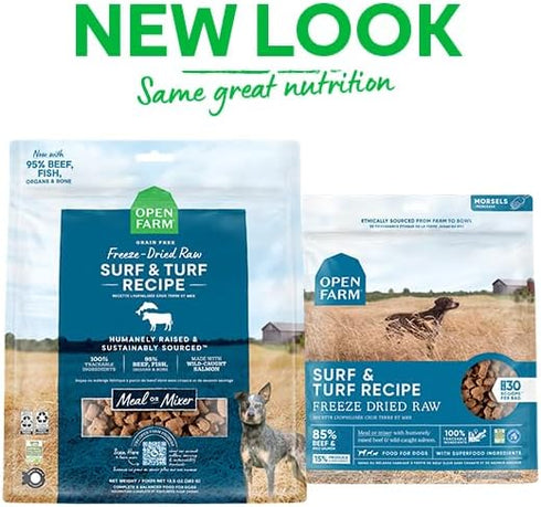 Open Farm Freeze Dried Raw Dog Food, Surf & Turf Recipe, Humanely Raised Meat with Non-GMO Superfoods (3.5 Ounce)