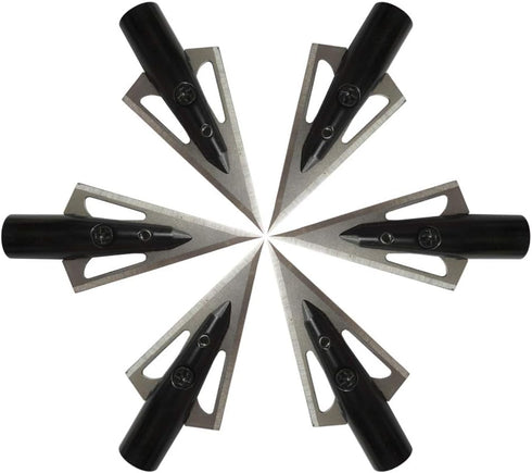 12pcs 135 0.35" 1" 2-Blade, Traditional Wooden Arrow Specific Hunting Broadheads - Grain, Inner Aperture, Cutting