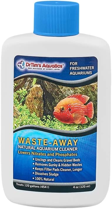 DrTim's Aquatics Freshwater Waste-Away, Natural Fish Tank & Aquarium Waste Management Solution, 4 oz. Treats 120 gal.