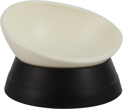 Bulldog Bowl Anti-Slip Dog Cat Dish - Detachable Rubber Dog Bowl, Tilted Pet Feeder Slope Base (Black, 3.5 Cup)