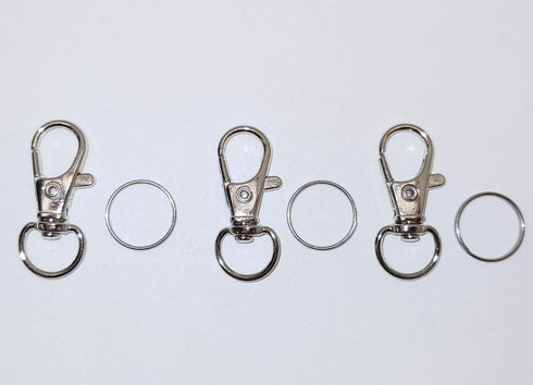 JL Missouri Parts & Misc. 3X 1 1/4" 1/2" Snap Hooks Lanyard Keychain Clips with Split Rings, Spring Loaded Lobster