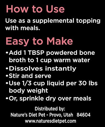 Nature's Diet Pet Bone Broth Protein Powder, Collagen, Chia Seed, Flax Seed & Omega 3, 6 oz (60 Servings)