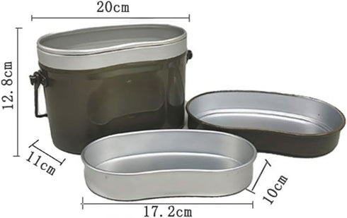 Generic Set 500ML+1250ML Outdoor Camping Cooking Pot Double Layer Food Storage Container Aluminum Saucepan With Scale