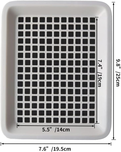 Chinchilla, 9.8x7.6x1.18 Guinea Pig Litter Tray Pan with Grate for Cage - Small Animal Potty Trainer - Rattie, and Pet