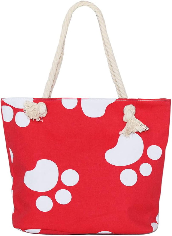 Premium Dog Cat Puppy Kitty Animal Paws Print Canvas Tote Shoulder Bag
