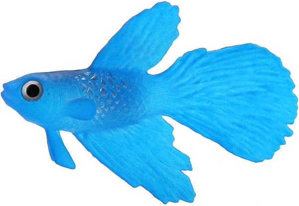 HEEPDD Fish Tank Decorations, Funny Artificial Silicone Betta Fish Tank Ornament for Freshwater Saltwater (Blue Betta