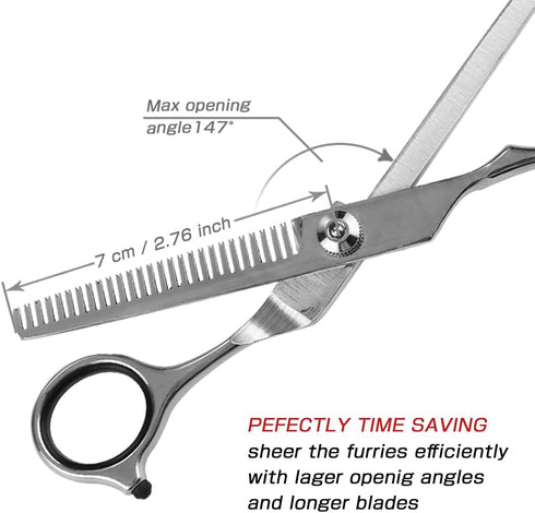 Chibuy Dog Grooming Scissors - 4CR Stainless Steel Thinning Shears for Dogs and Cats, 6.7" Heavy-duty
