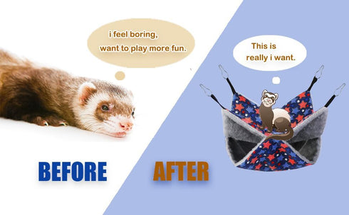 Hammock, Set Chinchilla Petonfun Guinea Pig Hideout Toys, Ferret Rat Cage Accessories - Large Small Animal Bed