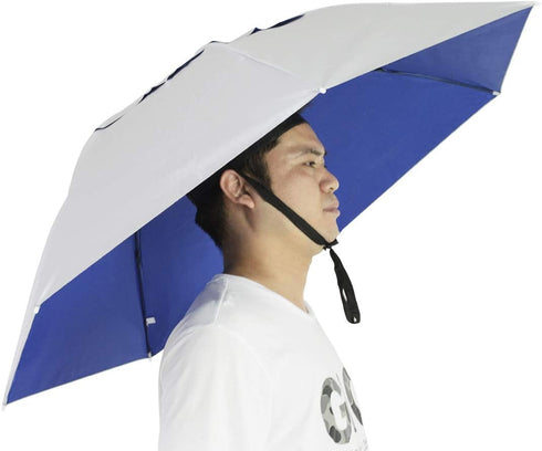 NEW-Vi Fishing Umbrella Hat - Folding Adjustable Sun Rain Cap, 37.4” Oversize Hands-Free Umbrella
