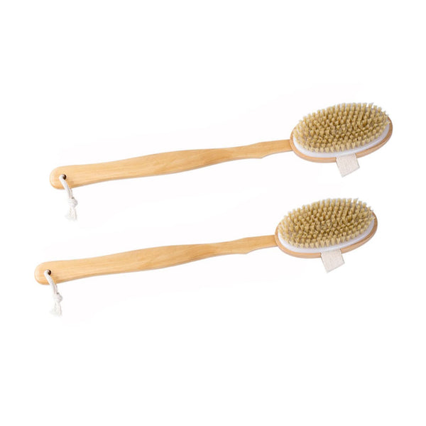 2PCS Pet Bathing Brush, Wooden Handle Bath Brush for Dogs and Cats, Practical Pig Bristle Bathing Tool