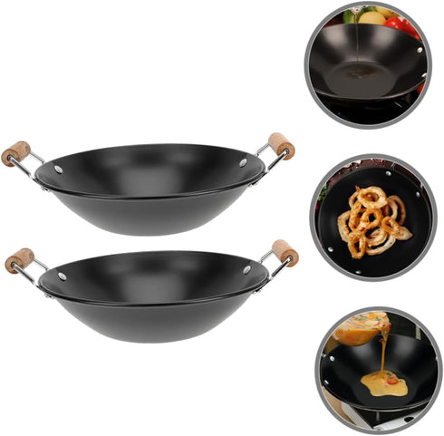 2Pcs Alipis Hot Pot Cooking Pot Household Kitchen Cookware with Wooden Handles Lightweight and Design for Home Cooking