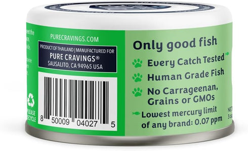 Mackerel Flakes in Tuna Consommé, Canned Wet Cat Food Soup, 100% Mercury-Tested, Grain-Free Protein, Non-GMO, 3oz, Pack