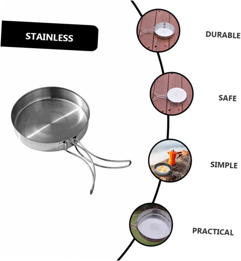 Backpacking Toddmomy Steak Frying Pan Foldable Handle Portable Cooking Utensil Outdoor Camping Hiking Picnic Cookware