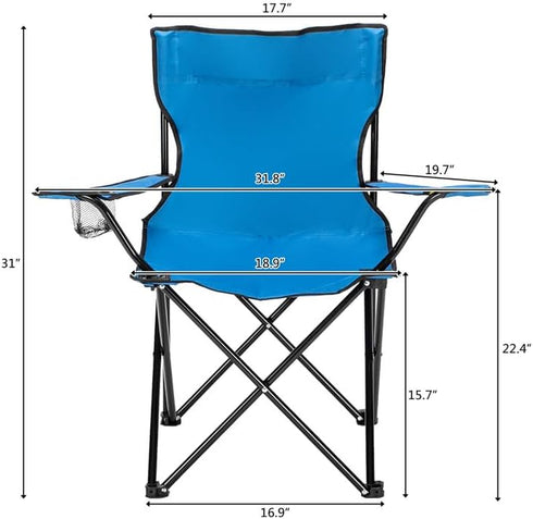 NOLLAM 19.69" 19.69" 31.50" 230lbs Portable Folding Outdoor Camping Chair Lightweight Lawn Chair Easy-to-Carry Fishing