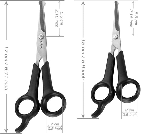 Chibuy Pet Grooming Scissors Set for Dogs & Cats, Stainless Steel with Safety Round Tips, Professional Grooming Tools