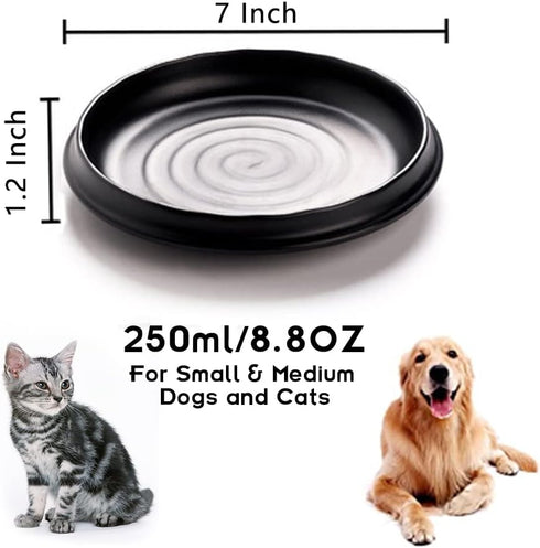 Dog/Cat Bowl for Food and Water, Shallow Whisker Fatigue Bowl with Wide Mouth for Easy Filling (7" W, 1.2" H)