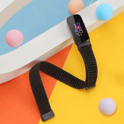 Nylon Bands for Fitbit Luxe, Adjustable Breathable Fabric Sport Straps, Soft Replacement Solo Loop Wristband for Women